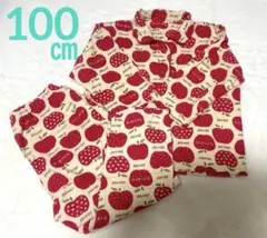 赤いリンゴ柄 長袖パジャマ 100cm