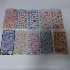 3Dシール ぷっくり 立体シール かわいい 10個セット デコ 手帳 ステッカー
