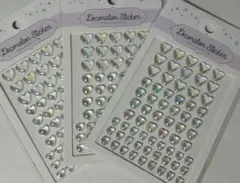 デコレーションシール ハート クリアオーロラ 3個セット 手作りシールに