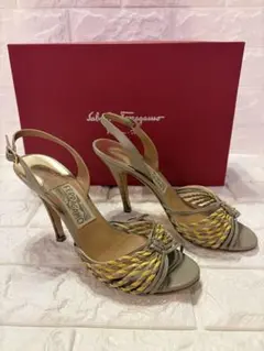 #Ferragamo ツイストデザイン サンダル23.5cm ヒール8cm