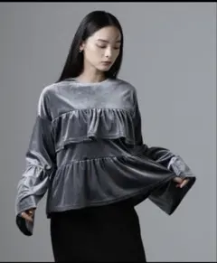 ブラウス シャツ ベロアフリルカットブラウス レディース　ナノユニバース