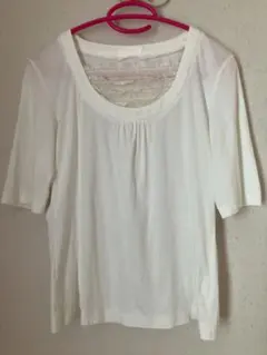訳あり　インゲボルグ　INGEBORG 白　胸元レースTシャツ　ロゴ刺繍あり