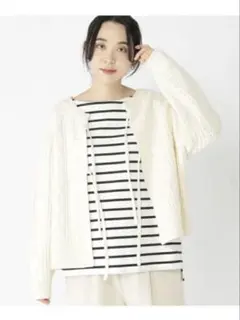 studio CLIP 玄長なおこさんコラボ　7ゲージ機能ケーブルリボンカーデ