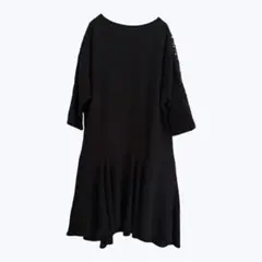 アーバンリサーチロッソ 袖レース切替 フレアワンピース ブラック フォーマル