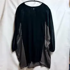 【美品】配色切替 ドルマンチュニック ワンピース バイカラー ゆったりMサイズ