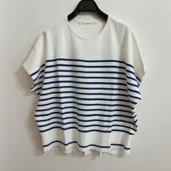 huitième nid ボーダー半袖サマーニット