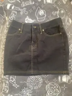 黒デニム風　ミニスカート　Sサイズ