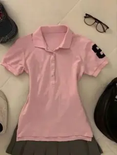2026/8購入　SHEIN 数字プリント 半袖ポロシャツ ピンク　M