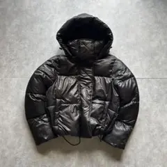 gap grunge hood down jacket y2k black