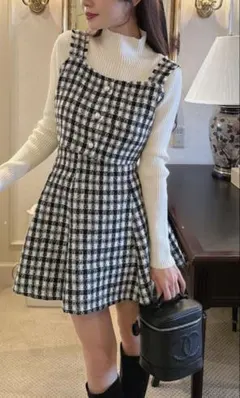 週末セール‼️ラメツイードビスチェインパン裏地付きフレアミニスカート ta173a