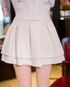 ミシェルマカロン ファンシーツイード美脚スカート ホワイト