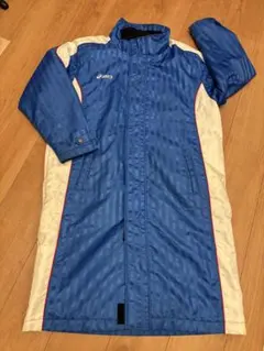 asics ベンチコート 青 ナイロン