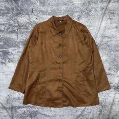 ブラウン スエード風ジャケット レディース 15号 秋冬 カジュアル