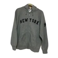 希少　uniqlo ヤンキース MLB フルジップパーカー フーディ グレー M