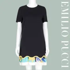 EMILIO PUCCI 半袖ワンピース スカラップ レイヤード ブラックのサムネイル