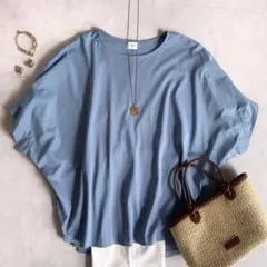 極美品▲ドアーズ ドルマンカットソー コットン ブルー ゆったり M