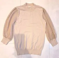 美品　GU ジーユー　アイボリー ハイネック シフォンコンビニット　トップス
