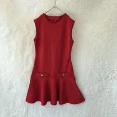 ZARA ザラ ショートテクスチャーワンピース ノースリーブ 赤 Sサイズ