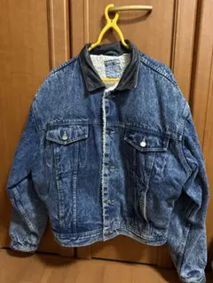 デニムジャケット ボア襟 レザー切替