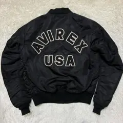 AVIREX フライトジャケット アーチロゴ コマーシャルロゴ L 黒
