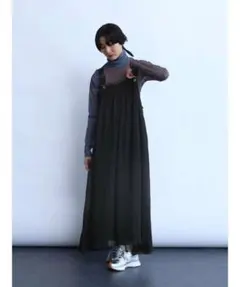 LASUD ACTIVE レースアップデザイン チュール ジャンパースカート