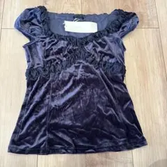 新品　FRAGILE ベロア　ギャザーデザイン 半袖トップス 38