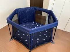 日本育児 ネイビー 星柄 六角形 ベビーサークル