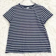 y8832 쁘띠 바토 국경 무늬 반소매 티셔츠 로고 프린트 여성 M 감색