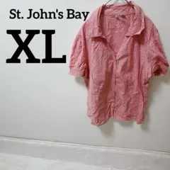 美品✨ 【XL】半袖シャツ 赤・白　ギンガムチェック　お出かけ　デート　通勤