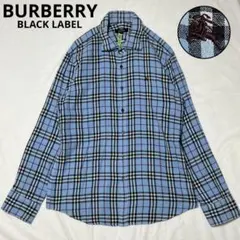希少 バーバリーブラックレーベル ノバチェック シャツ ブルー L