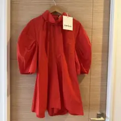 ENFOLD レッド 38サイズ 五分袖ブラウス新品未使用タグ付き