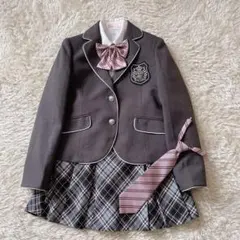 Pinky Wolman 卒服 フォーマル 女の子 グレー チェック ネクタイ