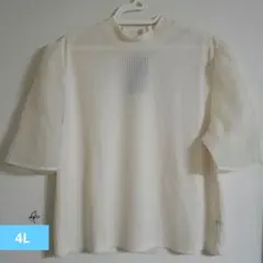 半袖腕シースルーシャツアイボリーホワイト 4L