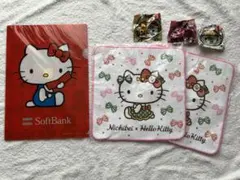 【非売品】キティちゃんグッズ　タオル2枚&クリアファイル1枚+おまけのマスコット