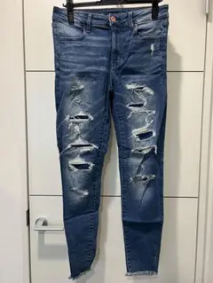 AMERICAN EAGLE ダメージ加工スキニーデニム ダークブルー