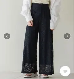 【hinari】フラワーレースタックパンツ