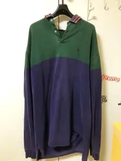希少【90s USA製】ポロラルフローレン 長袖ラガーシャツ バイカラー XL