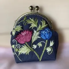 ザクロ刺繍 ショルダーバッグ デニム - メルカリ