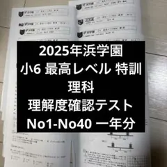 現品1点限り！【浜学園】小6 理科 最高レベル特訓 確認復習テスト