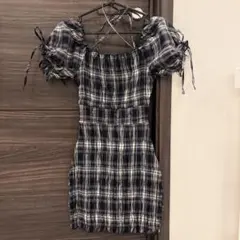ミシェルマカロン シャーリングチェックミニワンピース - メルカリ
