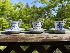 【新品未使用】青い花柄 ティーカップ 3個セット　サイズ小さめ