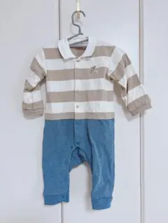 プティマイン　ラガーシャツ風　ボーダー　ロンパース