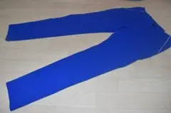 adidas ストレッチ ロングパンツ 青色 スリムフィット ポケット付き