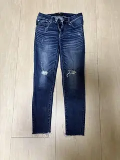 AZUL by MOUSSY ダメージデニムパンツ XS ダークブルー
