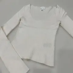 H&M リブ編み長袖トップス Sサイズ アイボリー