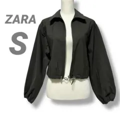 【ザラ】ZARA✨美品✨ジップアップナイロンジャケット ショート丈Sダークグレー