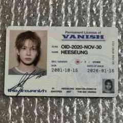 THE SIN：VANISH FUGITIVES Ver ID CARD ヒスン