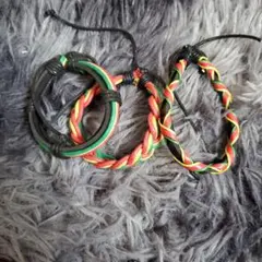 レゲエ　ジャマイカ 編み込みデザイン ブレスレット 3点セット