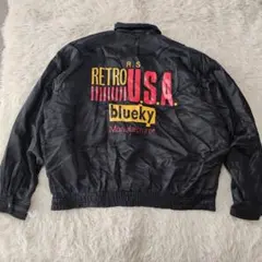 【90s頃】BLUEKY ブルーキー RETRO USA サテンブルゾン 黒