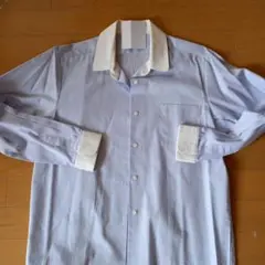M　ライトブルー 長袖シャツ 白い襟